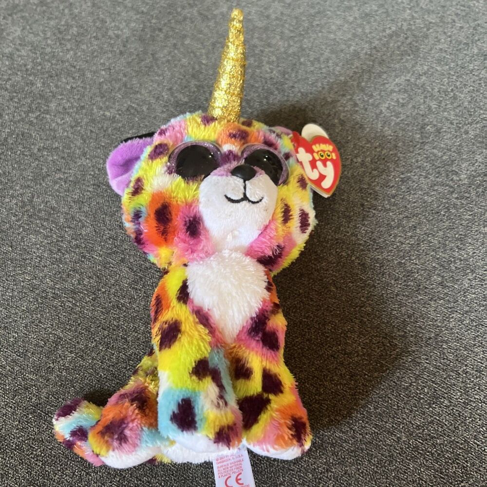 Ty Beanie Boos‎ Plush 6" Giselle Unicorn Leopard Cat Colorful